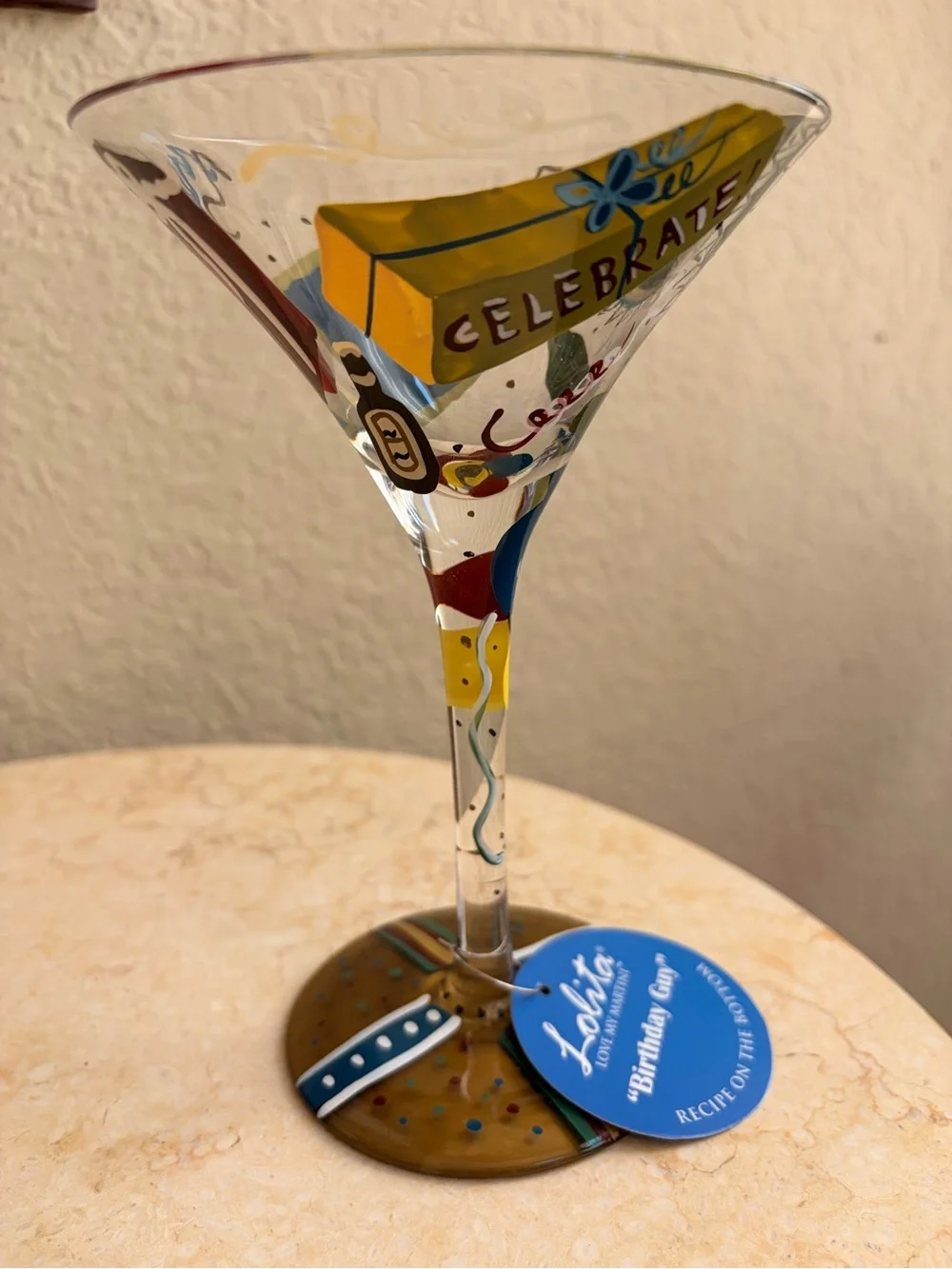 🎈Lolita 'Birthday Guy' Hand-Painted Martini Glass - Multicolor
